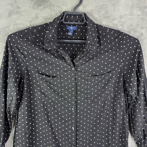 Women's Gap Black & White Polka Dot Shirt Button Down Size L - Picture 5 of 11